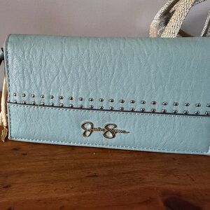 Jessica Simpson Light Blue Clutch with Gold Accents
